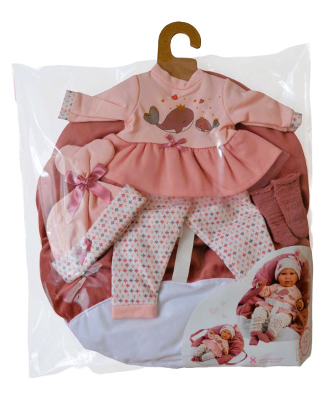 Obleček pro panenku New Born velikosti 40-42 cm s nosítkem do ruky Llorens