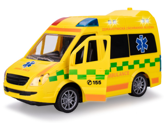 Auto ambulance CZ 21,5cm 1:20 na setrvačník na baterie se světlem a zvukem