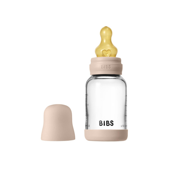 Antikoliková skleněná láhev s kaučukovým dudlíkem 120 ml Bibs