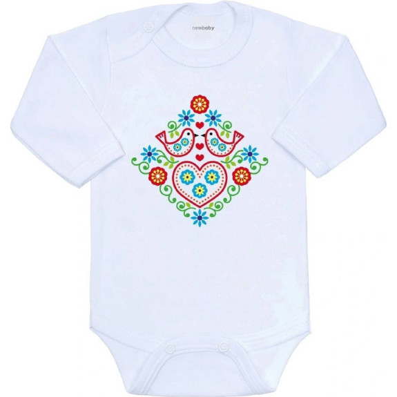 Dětské body s potiskem Lidový vzor ptáčci New Baby