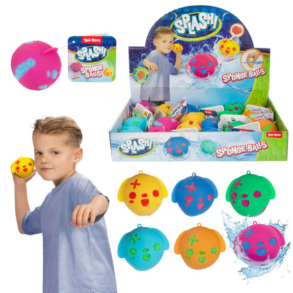 Míček z měkké houby do vody 6cm 6 barev 24ks v boxu