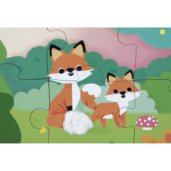 Puzzle dotykové senzorické Les s různými povrchy 20 ks Janod