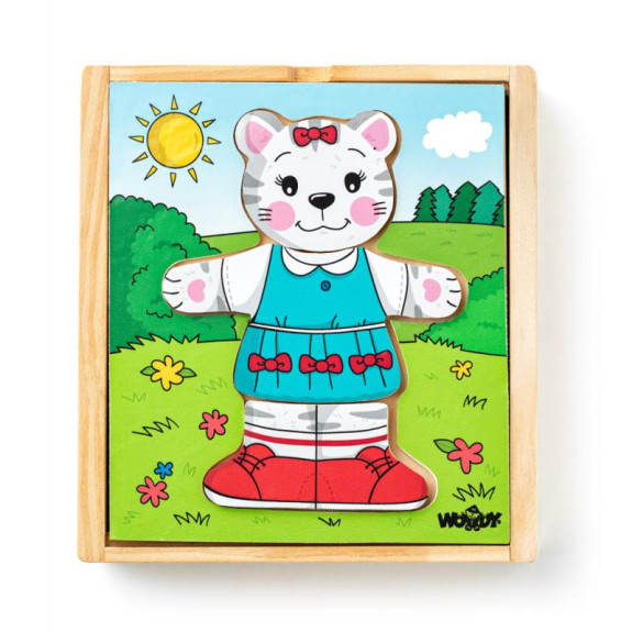 Puzzle šatní skříň Kočička, 18 dílků