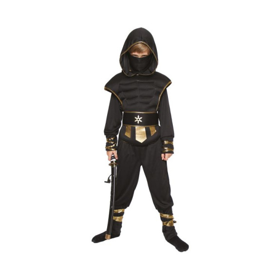 Kostým dětský Ninja černo-zlatý vel. 7-9 let Albi