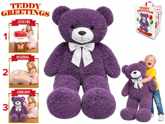 Medvěd plyšový 120 cm s mašlí fialový 0 m+ Teddy Greetings