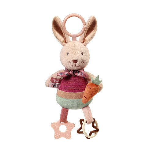 Závěsná senzorická hračka Rabbit Karo pro miminko – chrastítko a kousátko BabyOno