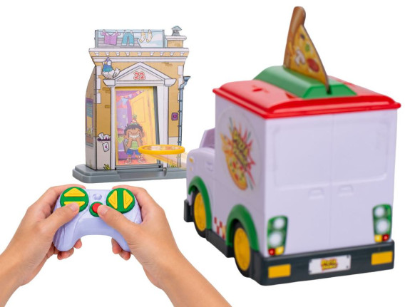 Pizza Panic! R/C dodávka vystřelující pizzu 13cm 2,4GHz plná funkce se zvukem