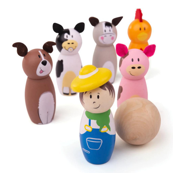 Dřevěné kuželky farma Bigjigs Toys
