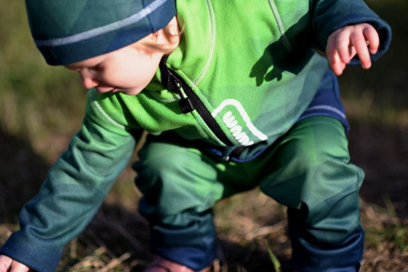 Fleecová mikina dětská Mozaika - zelená Wamu