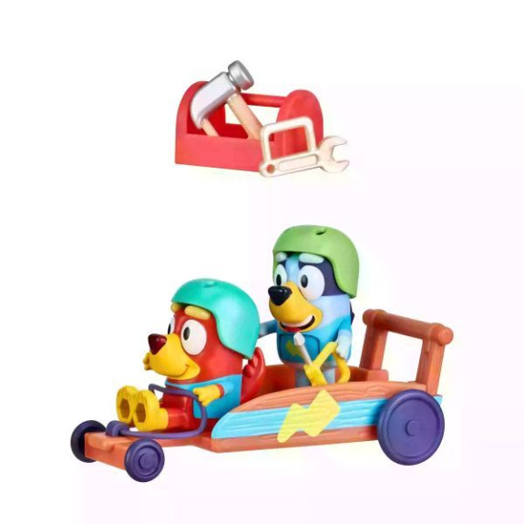 Sada figurek Gokart motokára Bluey a Rusty