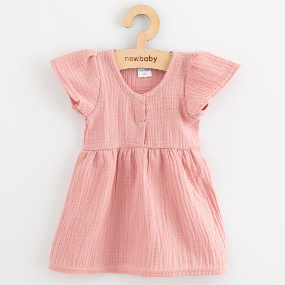 Kojenecké mušelínové šaty New Baby pink
