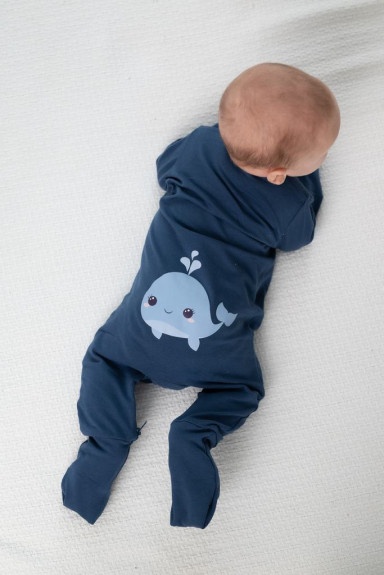 Dětský rostoucí overal Velryba Navy Blue Moniel