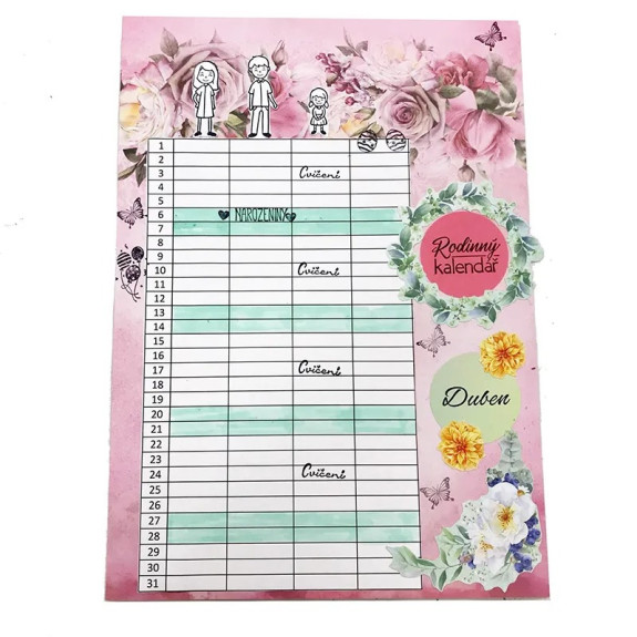 Diářová razítka Stampo Bullet Journal 67 ks - Rodinný kalendář Aladine