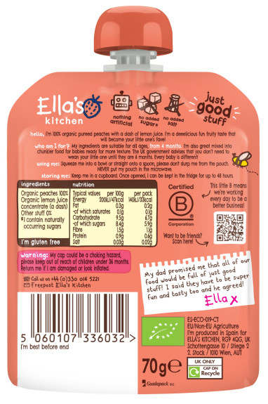 BIO Broskvová svačinka 70 g Ella's Kitchen