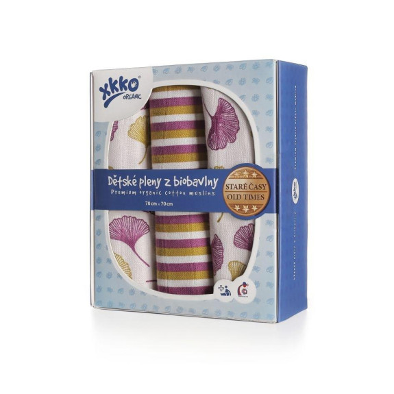 Dětské pleny z biobavlny Kikko Organic 70x70 Staré časy