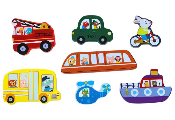 Dřevěné puzzle Dopravní prostředky propojitelné 2Kids Toys