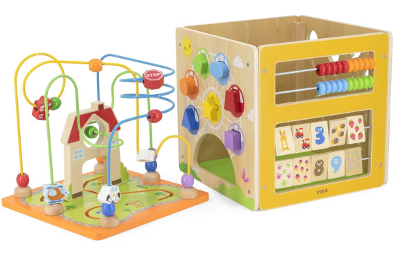Dřevěný box s aktivitami 5v1 Viga