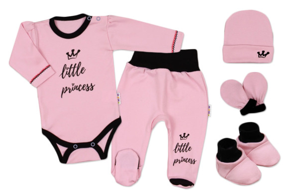 5-ti dílná soupravička do porodnice Little Princess - růžová Baby Nellys
