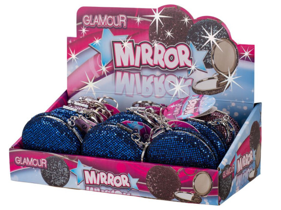 Přívěsek na klíče/zrcátko se třpytkami 7 cm Glamour