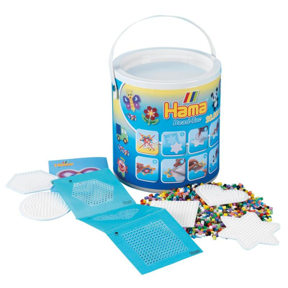 Korálky a podložky v boxu Mix 20.000ks Midi Hama