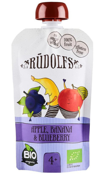 BIO kapsička Jablko, banán, borůvka 110 g Rudolfs