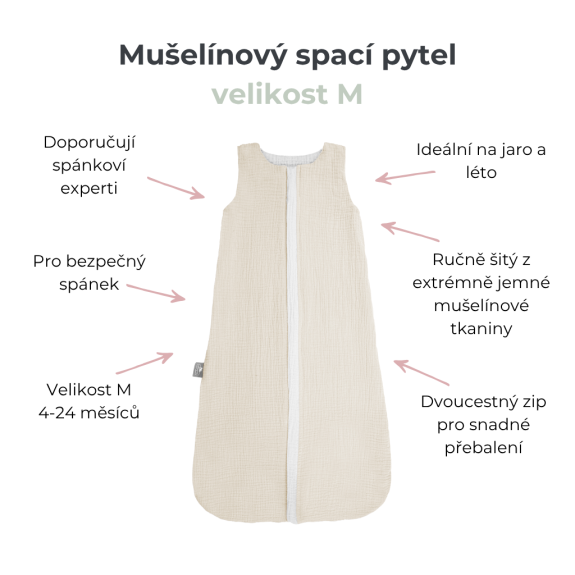 Letní a jarní lehký mušelínový spací pytel Sleepee Nature