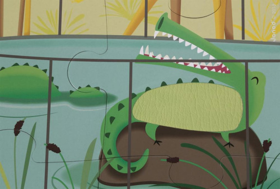Puzzle dotykové Den v zoologické zahradě s texturou 20 ks Janod