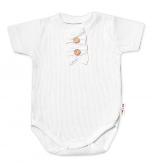 Kojenecké žebrované body s knoflíčky kr. rukáv, Girl - bílé Baby Nellys
