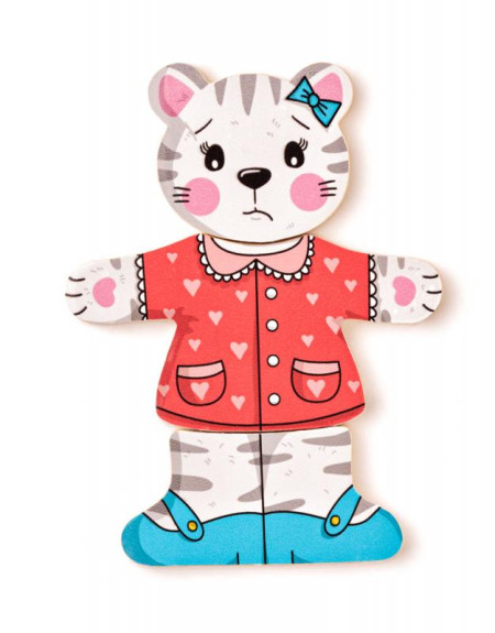 Puzzle šatní skříň Kočička, 18 dílků