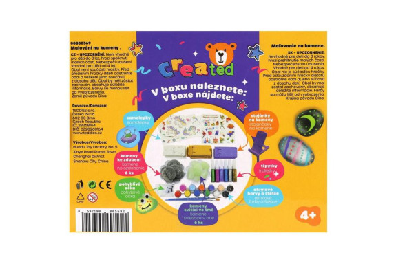 Malování na kameny/oblázky svítící ve tmě s barvami a štětci Created