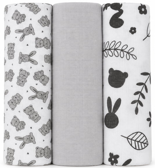 Mušelínové pleny sada mix Unisex 60x80 cm 3 ks Veverka Jasmine