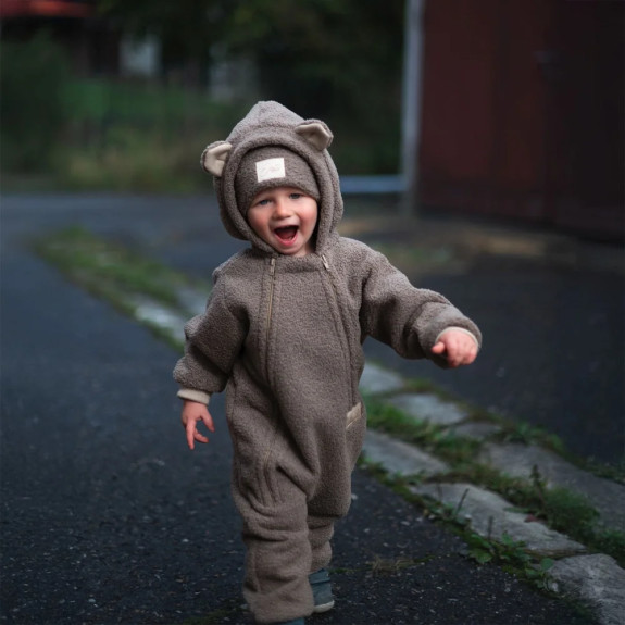 Rostoucí zimní kombinéza Teddy fleece double Brown Esito