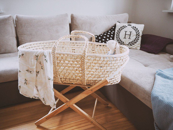 Mojžíšův košík pro miminko Corn Natural + oboustranná matrace Airdream Ahojbaby