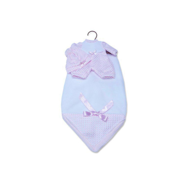 Obleček pro panenku miminko New Born velikosti 26 cm Llorens 2dílný růžovo-bilý