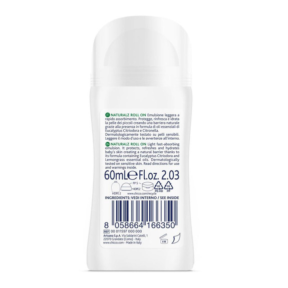 Kulička proti komárům ochranná a osvěžující 95% přírodních složek 60 ml, 2 m+ Chicco