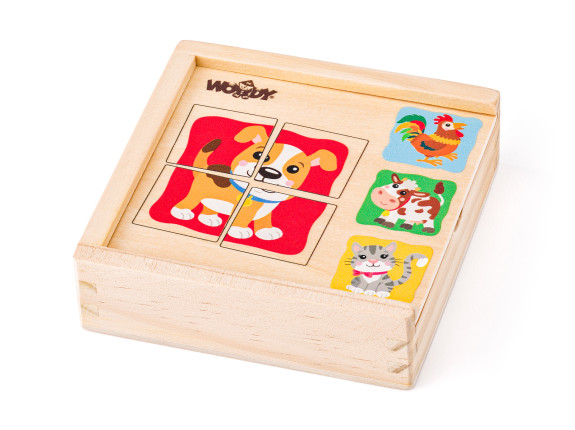 Minipuzzle Zvířátka v dřevěné krabičce