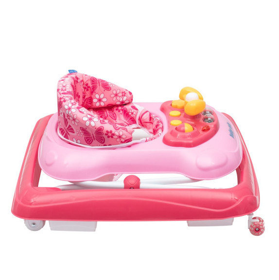 Dětské chodítko Baby Mix s volantem a silikonovými kolečky růžové
