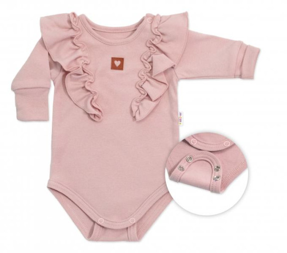 Rostoucí body Nature s dlouhým rukávem a volánky starorůžové Baby Nellys
