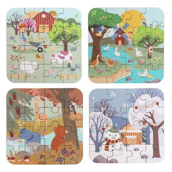 Puzzle v dřevěné krabici Čtyři roční období 2Kids Toys