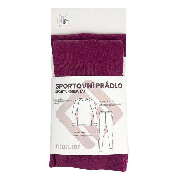 Dívčí funkční rychleschnoucí prádlo - set triko a kalhoty fuchsia Pidilidi