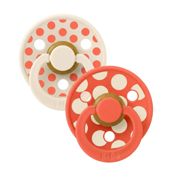 Dudlíky z přírodního kaučuku Colour Polka 0 - 6 měsíců 2 ks Bibs