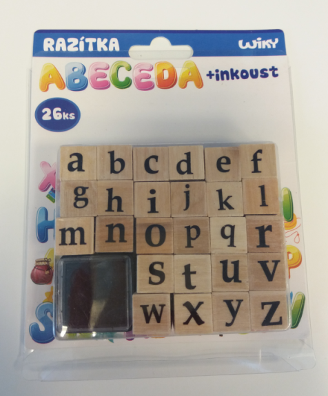 Razítka abeceda 26 ks + inkoust