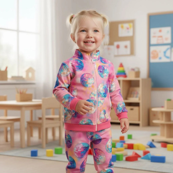 Mikina na zip Disko koule - růžová Esito