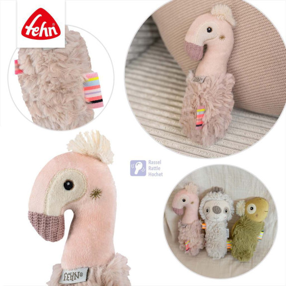 Chrastítko do ruky plameňák, Pink Baby Fehn