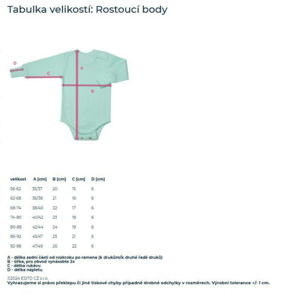 Rostoucí bodyčko pro miminka s krátkým rukávem Unicorn bílé Esito