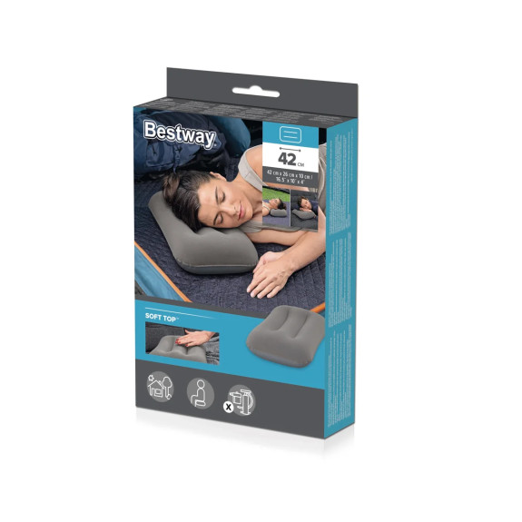 Semišový nafukovací polštář 42 x 26 cm Bestway
