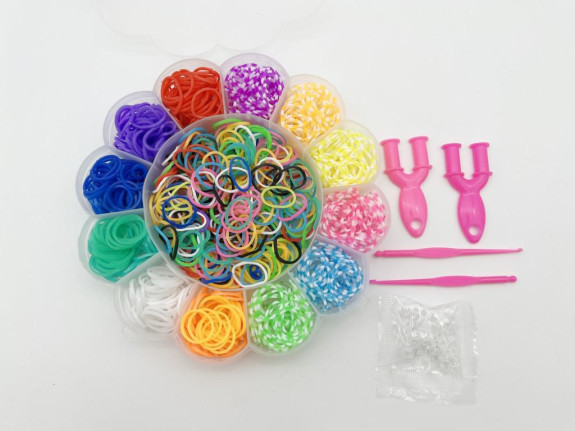 Sada gumiček 900 ks na výrobu náramků Loom band - květina