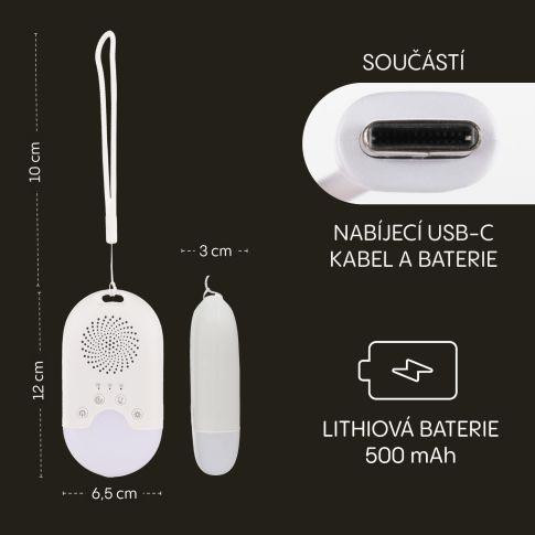 Přenosný usínací modul s LED světlem, bílým šumem a zvuky Zopa White