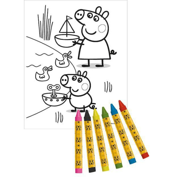 Samolepkový set s omalovánkami a voskovkami 500ks Prasátko Peppa