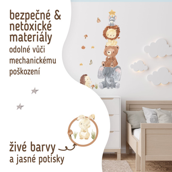 Nástěnné samolepky do dětského pokoje, Animal Pyramid Sipo